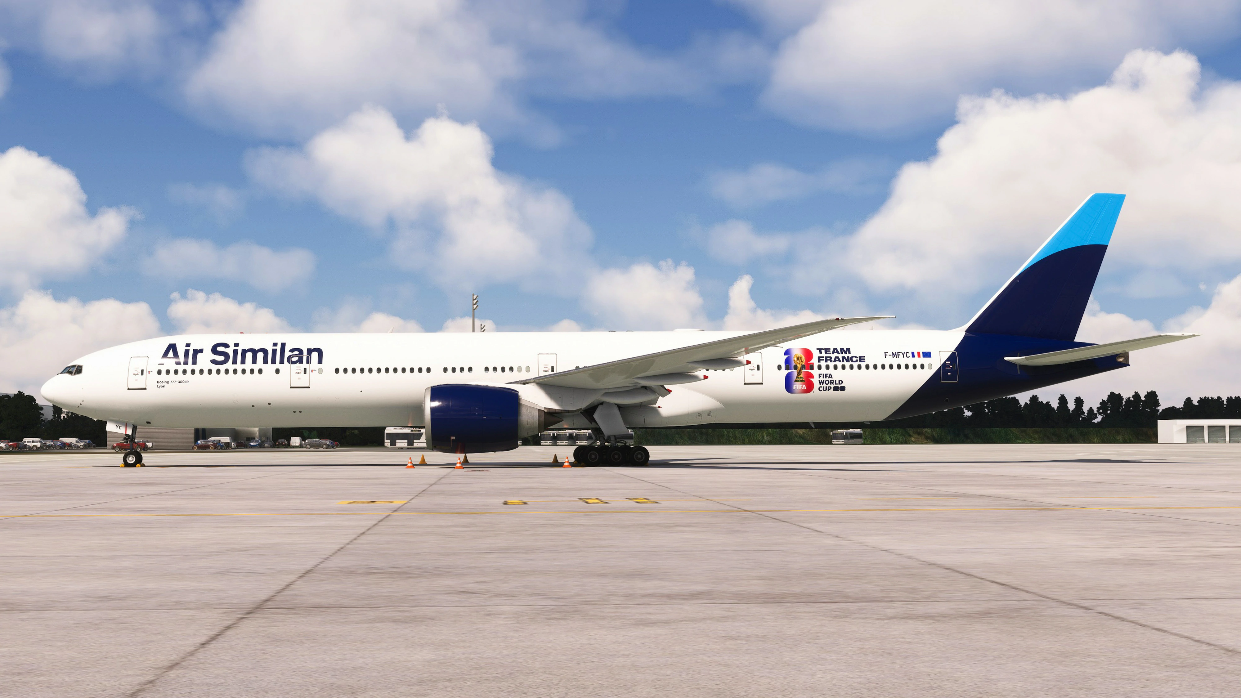 F-MFYC, le Boeing 777-300ER arborant la livrée spéciale « Team France »