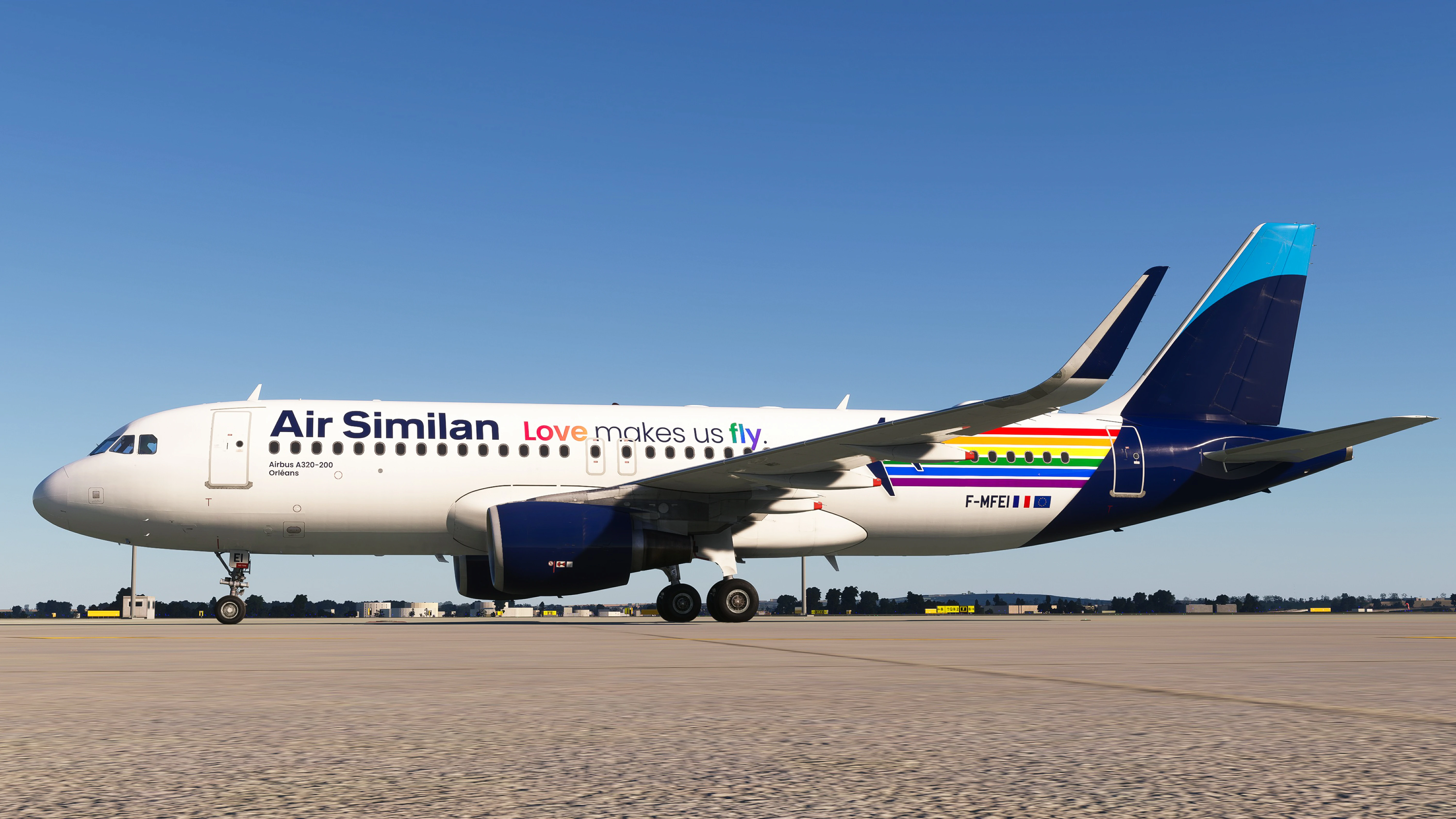 F-MFEI, l'Airbus A320-200 arborant la livrée spéciale « Love makes us fly »